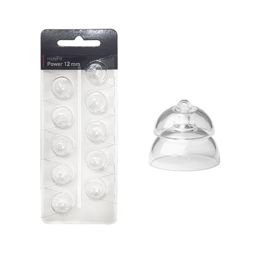 MiniFit Power Domes for Oticon Hearing Aids, 12mm, 20 Pieces | Soft silicone, fits Oticon Opn, Nera, Alta and RITE models, not for Corda tubes, includes cleaning brush and cloth, 2 packs - size: 12MM