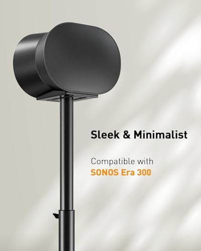 Perlegear Speaker Stand for Sonos Era 300, Adjustable Height 33”-42”, Sonos Era 300 Surround Sound Speaker Stand, Floor Speaker Stand Supports up to 13.2 lbs with Cable Management, Pair - size: Black