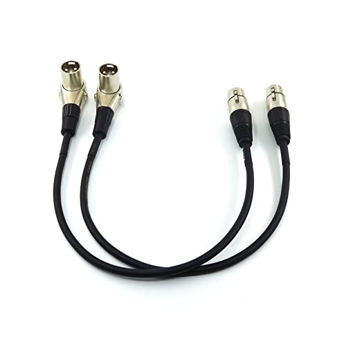 WJSTN Right-Angle Male XLR to Straight Female XLR Cable 1FT, XLR Microphone Audio Adapter for Camera, Mixer, Audio Interface (2 Pack) - size: 1FT