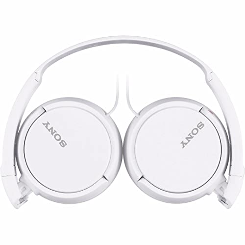 Sony ZX Series Wired On-Ear Headphones with Mic, White MDR-ZX110AP - color: White, style: With Mic