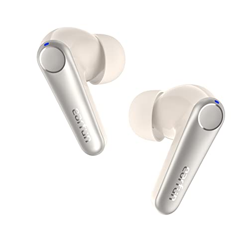 EarFun Air Pro 3 Noise Cancelling Wireless Earbuds, Qualcomm® aptX™ Adaptive Sound, 6 Mics CVC 8.0 ENC, Bluetooth 5.3 Earbuds, Multipoint Connection, 45H Playtime, App Customize EQ, Oat White | 6 Mics CVC 8.0 ENC, Bluetooth 5.3 Earbuds, Multipoint Connect
