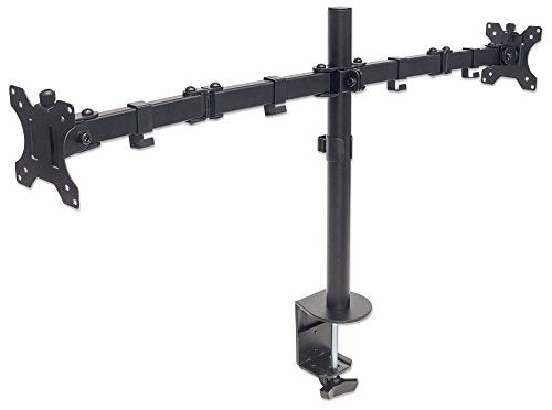 MH Dual Monitor Mount Double-Link Swing Arms for 13 to 32 Inch Displays | Steel arm desk clamp for two 13-32in displays, 75x75/100x100 VESA, 17lb each, no drill 461528 - style: 2 Arms