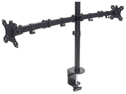 MH Dual Monitor Mount Double-Link Swing Arms for 13 to 32 Inch Displays | Steel arm desk clamp for two 13-32in displays, 75x75/100x100 VESA, 17lb each, no drill 461528 - style: 2 Arms