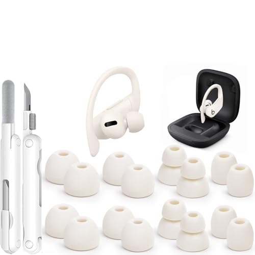 8 Pairs Replacement Ear tip for Powerbeats Pro （White） | Beats Earbuds Replacement Tips,Wireless Earphone Headphones, Silicone Earbuds Buds Set with Cleaning kit - color: White