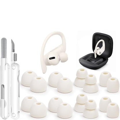 8 Pairs Replacement Ear tip for Powerbeats Pro （White） | Beats Earbuds Replacement Tips,Wireless Earphone Headphones, Silicone Earbuds Buds Set with Cleaning kit - color: White