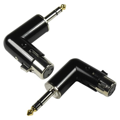 HQRP 2-Pack 3-Pin XLR Female to 1/4" / 6.35 mm Male TRS Angle Adapter with 4 Adjustable Angle Positions Right Left and 90 Degree Compatible with Mixers, Microphones, amplifiers, EQ, Rack Gear, etc - style: XLR Female to 1/4" TRS