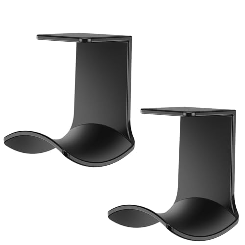 2-Pack Under Desk Headphone Hanger Adhesive Headset Holder Mount - color: Black B(2 Pack)