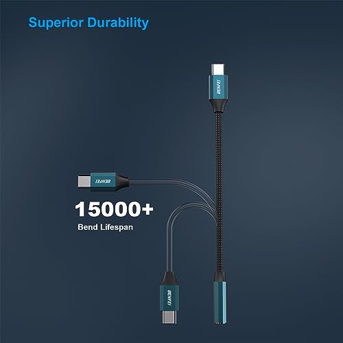 BENFEI USB C to Audio Jack Adapter with DAC chipset, USB-C to 3.5mm Female Headphone Compatible with iPhone 15 Pro Max/15 Pro/15, Samsung Galaxy S24/S23/S22/S21 Ultra, iPad Pro, Pixel 8 Blue - color: Blue