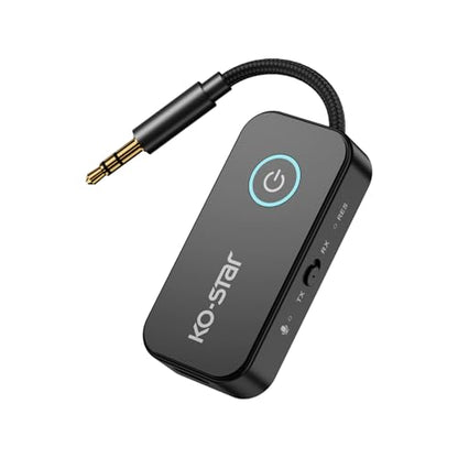 Bluetooth 5.4 Transmitter Receiver, 2-in-1 Wireless Audio Adapter with Dual Link for 2 Headphones, 3.5mm Aux Jack for TV, Airplane, Car, PC, Gym, Home Stereo, Nintendo Switch