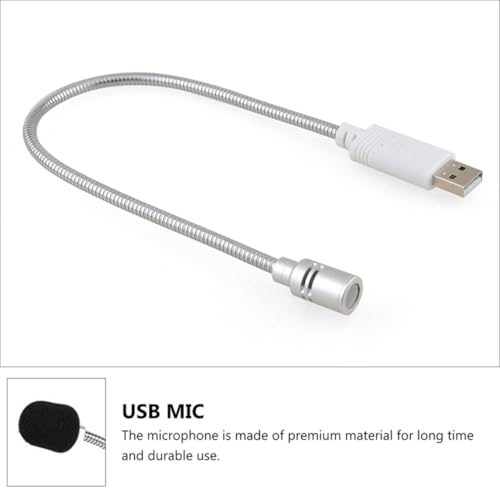 USB Microphone for Computer Desktop Meeting and Voice Chat Portable | Aluminum Alloy Body, Sponge Cover, Compact Lightweight Build, Silver Finish, High Sensitivity, Home Use
