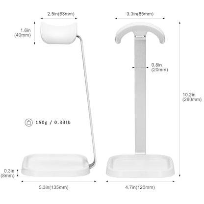Headphone Stand, Curved Headset Stand with Storage Tray, Gaming Headset Holder for AirPods Max, AirPods Max 2, AirPods, AirPods Pro, Beats, Bose, Sony and More (White) - color: White