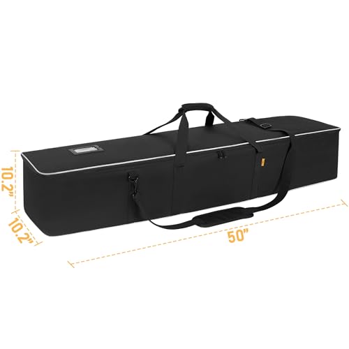 Multifunctional Tripod Bag 50 X 10 X 10 Inches / 127 X 25.5 X 25.5 cm Heavy Duty Tripod Carrying Case with Handle for Lights, Speakers, Cameras, Booms, Microphone Stands, Black - size: 50 X 10 X 10 Inch