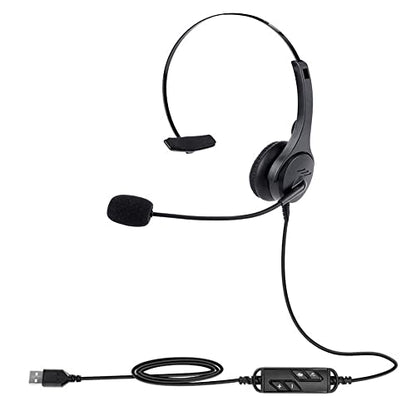 Dioche USB Headset, Call Center Headset with 300 Degrees Rotatable Noise Cancelling Microphone