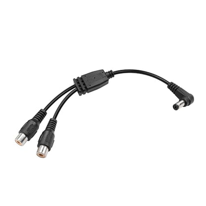 Short DC Power Splitter Right Angle 5.5mm x 2.1mm Male to Double RCA Female Cable, for Car Mounted Dual Screen DC Adapter Power Cable