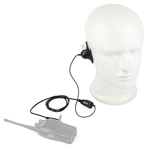 Retevis Walkie Talkie Earpiece, D-Type, 2 Pin, for H777/RT22/RT21/RT68 | PTT, Compatible with Pxton, Baofeng, Kenwood Walkie Talkies, Two Way Radio Earpiece with Mic, Hotels(1 Pack)
