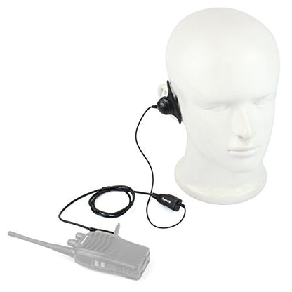 Retevis Walkie Talkie Earpiece, D-Type, 2 Pin, for H777/RT22/RT21/RT68 | PTT, Compatible with Pxton, Baofeng, Kenwood Walkie Talkies, Two Way Radio Earpiece with Mic, Hotels(1 Pack)