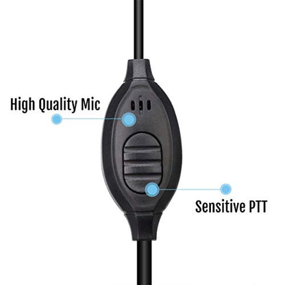 Retevis RT22 Walkie Talkie Earpiece, for RT68/RT21/H777/RT27/RT68H | 2 Pin, Compatible with Pxton, Baofeng BF-888S/BF-T26, Kenwood Two Way Radio, Walkie Talkie Earpiece with Mic(6 Pack)