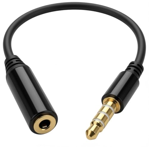 Black 3.5mm Male to 2.5mm Female Headphone Audio Adapter Extender Jack Stereo or Mono for Apple iPhone 6/6S/6+/5S/5 iPad Samsung Galaxy S8/S7/S6/S5 Note 5/4/3 & Most Smartphones & Tablets