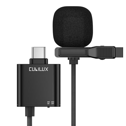 Noise-Cancelling USB C Lavalier Microphone, Type C Noise Cancellation ENC Mini Clip-On Lapel MIC Compatible with iPhone 17/16/15 Pro, iPad Pro 13/12.9/11, Galaxy, Pixel, Laptop, Phone, 5FT
