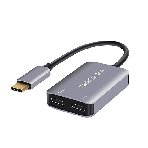 CableCreation USB Type C Splitter,2-in-1 USB C Audio Adapter and PD Charger | Type C Aux Dongle Compatible with iPad, MacBook, iPhone 16 15 Pro Max Plus, Galaxy S24/S23/S22+, Pixel 9/8/7+, Grey - style: USB C+USB C Audio (with tail)