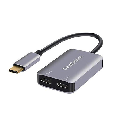 CableCreation USB Type C Splitter,2-in-1 USB C Audio Adapter and PD Charger | Type C Aux Dongle Compatible with iPad, MacBook, iPhone 16 15 Pro Max Plus, Galaxy S24/S23/S22+, Pixel 9/8/7+, Grey - style: USB C+USB C Audio (with tail)