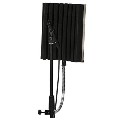 LyxPro Gooseneck Vocal Booth 40 Portable Acoustic Isolation Instrument Shield, Sound Absorbing Panel, with Adjustable Desktop Microphone Stand