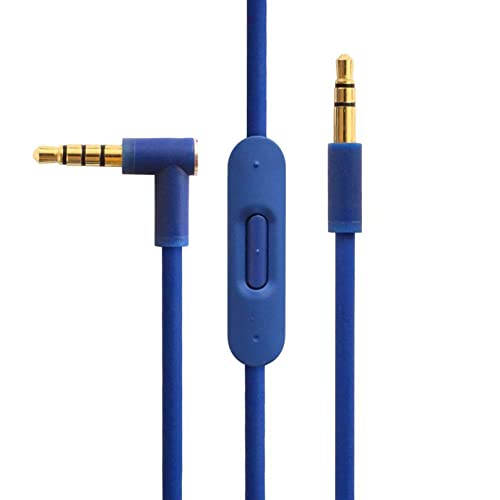Replacement Solo Audio Cable Cord Wire with in-line Microphone and Control Compatible with Beats Headphones Solo, Studio, Pro, Detox, Wireless, Mixr, Executive Headphones(Blue) - color: Blue