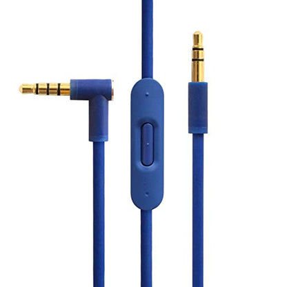 Replacement Solo Audio Cable Cord Wire with in-line Microphone and Control Compatible with Beats Headphones Solo, Studio, Pro, Detox, Wireless, Mixr, Executive Headphones(Blue) - color: Blue