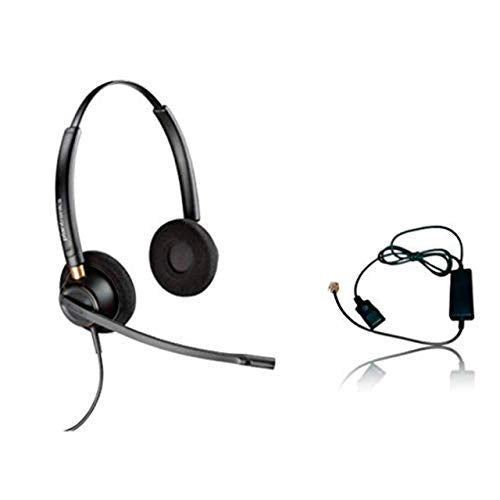 Global Teck Bundle, Plantronics HW540 Headset Bundle Noise-Canceling and Avaya Phone Cord, Compatible with 1408, 1416, 2410, 2420, 4606, 4610, 4610SW, 4612 (HW520 Stereo Headset Inteli Bundle) - size: HW520 Stereo Headset Inteli Bundle