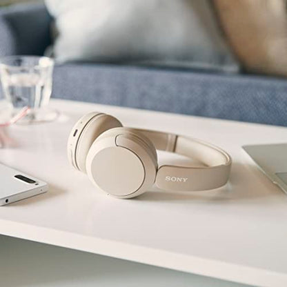 Sony WH-CH520 Best Wireless Bluetooth On-Ear Headphones with Microphone for Calls and Voice Control, Up to 50 Hours Battery Life with Quick Charge Function, Includes USB-C Charging Cable - Beige - color: Beige