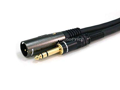 Monoprice XLR Male to 1/4-Inch TRS Male Cable - 10 Feet - Black, 16AWG, Gold Plated - Premier Series - size: 10 feet
