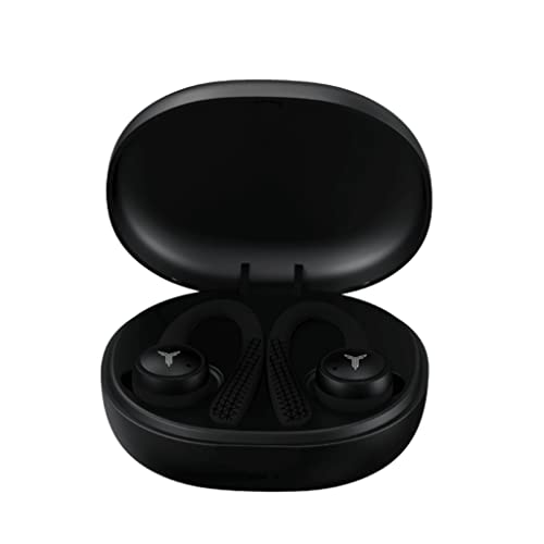 True Wireless Earbuds, Dual Microphone and Replaceable Ear-Hooks, Bluetooth 5.0, Waterproof Sport Design for Outdoor Gym Workout