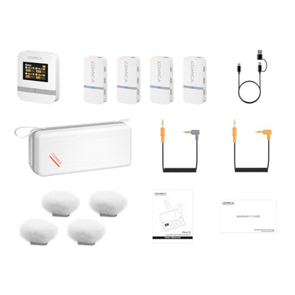 COMICA Vimo Q 4 Channel Wireless Lavalier Microphone with 48kHz/24bit Sound - color: White