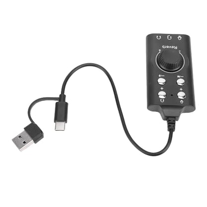 Cosiki USB, USB C to 3.5mm Audio Jack Adapter, External Stereo Sound Card with Volume Control, C Audio Adapter with Virtual 7.1 Surround Sound, Bluetooth 5.0 & Plug & Play