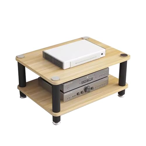 Media Storage Cabinet Rack Audio Tower, Modern Audio-Video Media Stand, 1/2/3/4-Tier Media Cabinet, Wood Stereo Cabinet(Yellow,2 Tier) - color: Yellow, size: 2 Tier