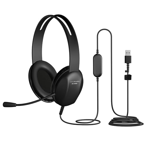 Cyber Acoustics AC-4006 USB-A Stereo Headset with Microphone for PC | Made with 60 Percent Recycled Plastic, Durable, Crisp, and Clear Communication, in K-12 Classrooms or Home - size: 1 Unit - USBA