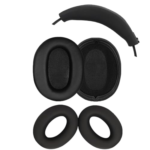 Aiivioll 3 Sets Replacement Ear Pads for Sony WH-CH710N Headphones, Protein Leather Earmuffs/Silicone Zipper Headband Protective Cover/Silicone Earpad Covers for WH-CH710N (Black) - color: Black-3 in 1