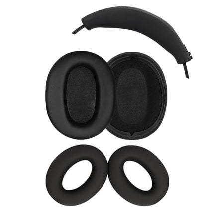 Aiivioll 3 Sets Replacement Ear Pads for Sony WH-CH710N Headphones, Protein Leather Earmuffs/Silicone Zipper Headband Protective Cover/Silicone Earpad Covers for WH-CH710N (Black) - color: Black-3 in 1