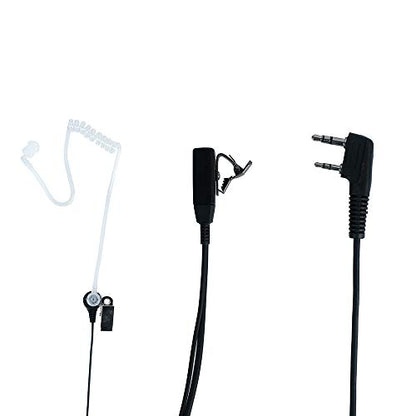 Tube Earpiece Compatible with Baofeng UV-5R | 1-Pack, K1 2-pin, acoustic tube, inline PTT mic; Compatible with UV-5R BF-888S H-777 RT21 TK-2402