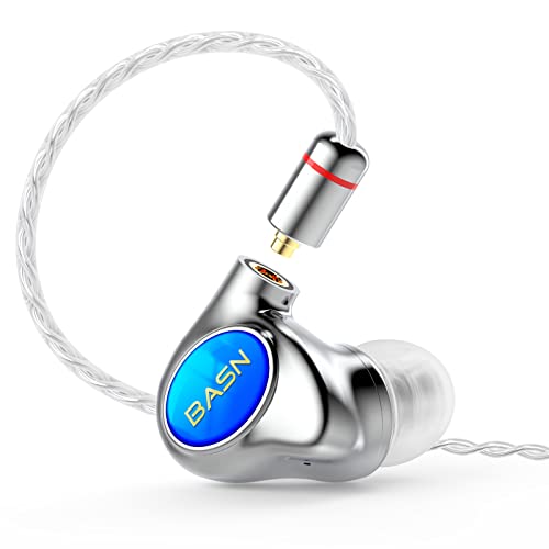 BASN Metalen 4 Drivers in-Ear Monitor Headphones, Wired Earbuds, Sapphire | 2BA+2DD Musicians Noise Isolating IEMs with Deep Bass, Two Detachable MMCX Cables with Case for Singers,Drummers,Bassists - color: Sapphire