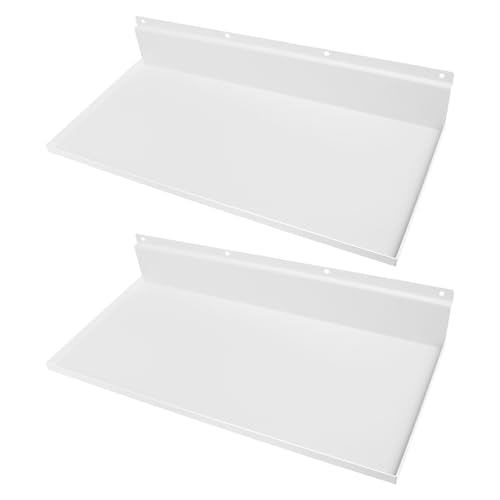 2 Pack 17×8 Inch Metal Slatwall Shelves, White | Space Saving Heavy Duty Slatwall Shelf Slat Wall Hanging Shelf Accessories for Garage, Retail, Home Storage - style: 2 Pack White