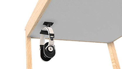 RinneTraps Headphone Hanger -Under The Desk Headphone Stand/Mount - 3M Tape - Sturdy Rubber Feel - Great for School/Business Zoom Meetings
