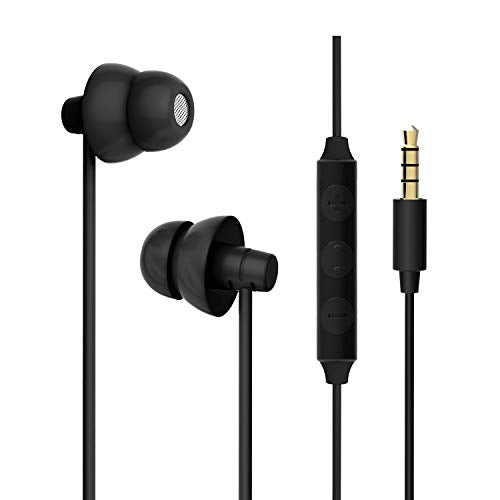 Sleep Headphones, MAXROCK Ultra Soft Comfortable In-ear Earphones w Mic and Volume Control Sound Blocking Earplugs Earbuds for Sleeping, Snoring, Bedtime, Relaxation, Air Travel, Insomnia & Meditation - color: Black with Volume Control