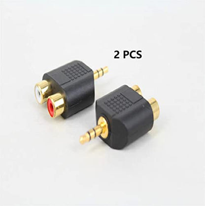 3.5mm Stereo to 2-RCA Splitter Audio Adapter Gold Plated 2pcs | 3.5mm TRS Male to Dual RCA Female Jack Y Plug Audio Converter