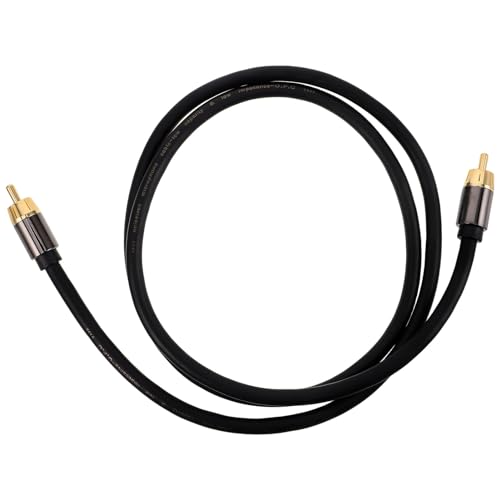 Coaxial Digital Audio Cable 1m with Aluminum Alloy Shell, Black and Metallic Audio and Video Signal Cable for Home Theater and DVD