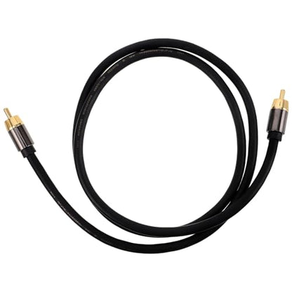 Coaxial Digital Audio Cable 1m with Aluminum Alloy Shell, Black and Metallic Audio and Video Signal Cable for Home Theater and DVD