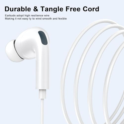 [Apple MFi Certified] Wired Headphones for iPhone 14 13 12,Earbuds with Lightning Connector Built-in Mic & Volume Control HiFi Stereo Nosie Reduction Earphones Compatible with iPhone 13/11/XR/XS/X/8/7
