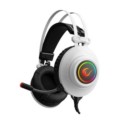 Rampage RM-K1 Pulsar 7.1 Virtual Surround Sound RGB Gaming Headset – 50mm Drivers, Flexible Microphone, Noise Isolation, Comfortable Over-Ear Design – USB Wired (White) - color: White