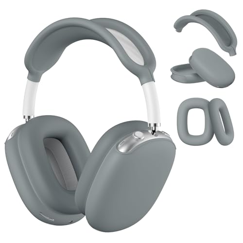 Maxjoy for AirPods Max Case, Soft Silicone Ear Cups & Headband Cover, Anti-Scratch Protective Accessories, Gray - color: Gray