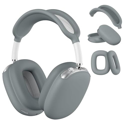 Maxjoy for AirPods Max Case, Soft Silicone Ear Cups & Headband Cover, Anti-Scratch Protective Accessories, Gray - color: Gray